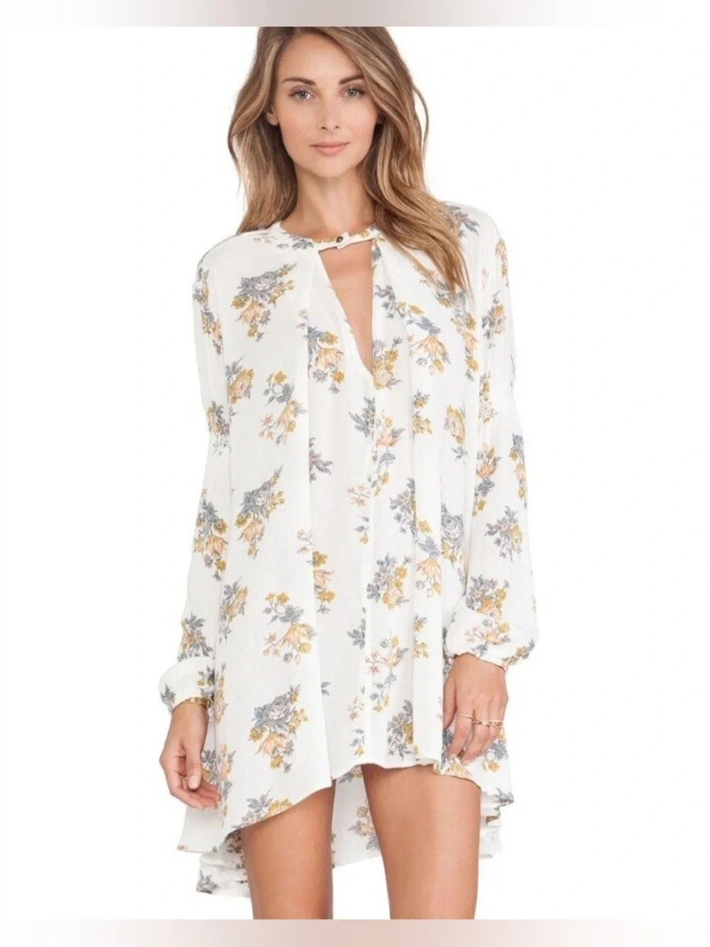 Free People Tree Swing Floral Tunic Dress Size L - Picture 8 of 9